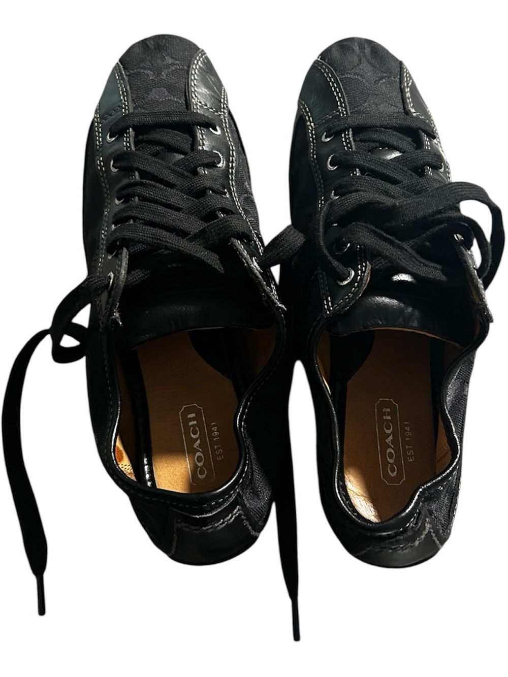 Coach Men's Black Low-Top Leather & Canvas Sneakers